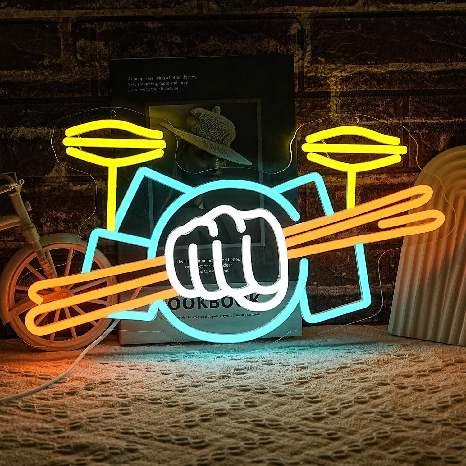 Drum Set Neon Sign USB Powered - Lighting Decoration Ideas review and price