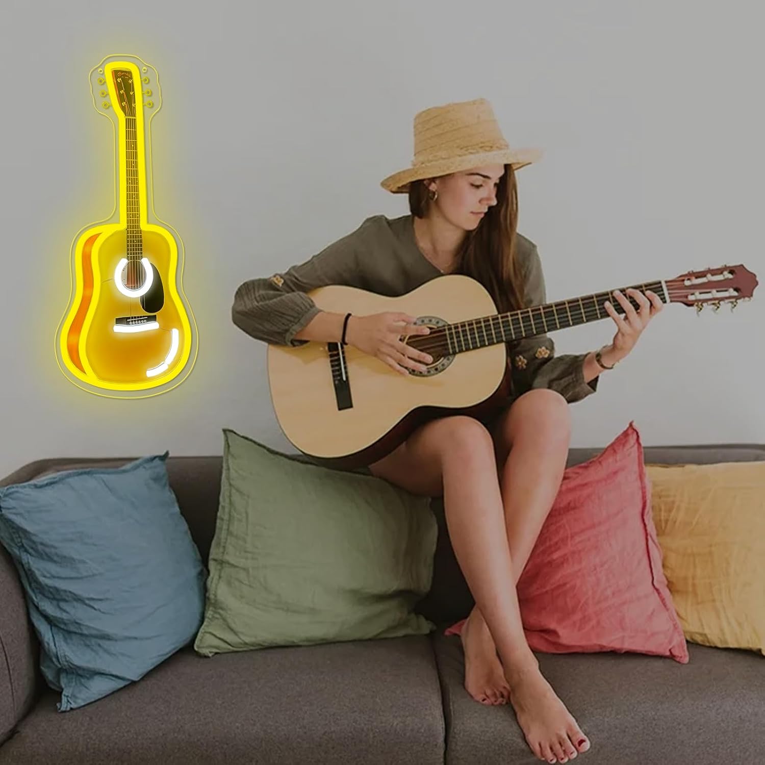 Acoustic Guitar LED Neon Sign  - Lighting Christmas Decor review and price